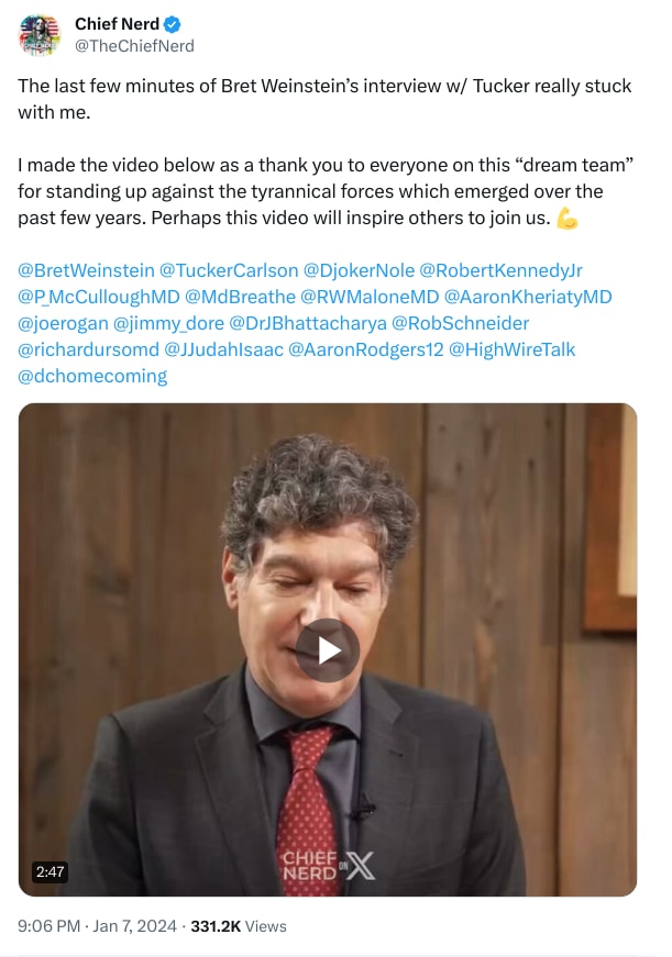 An X (Twitter) post from @TheChiefNerd - Chief Nerd