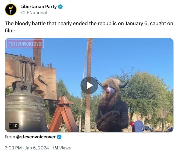 An X (Twitter) post from @LPNational - Libertarian Party