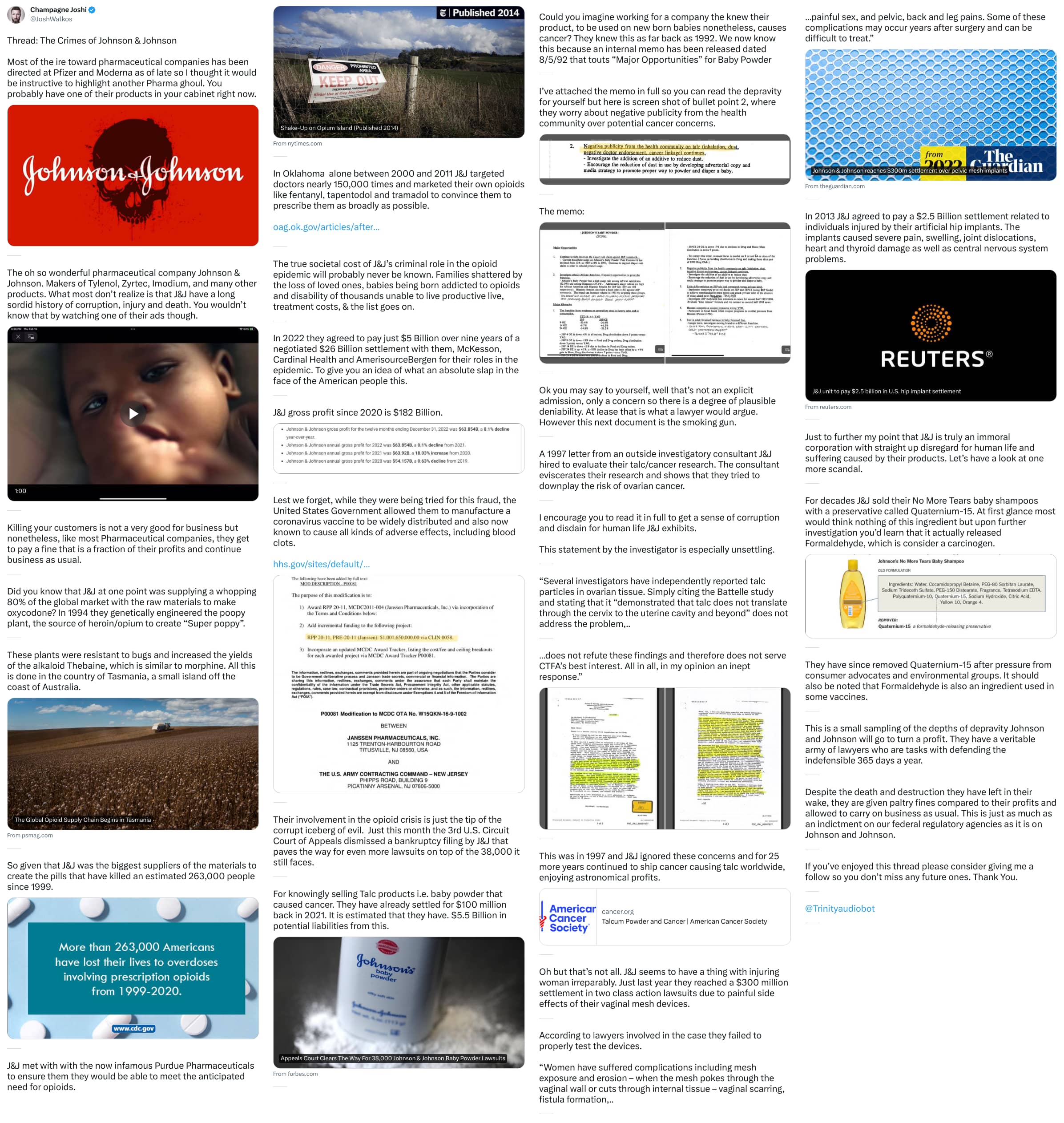 An X (Twitter) post from @JoshWalkos - Champagne Joshi