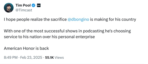 An X (Twitter) post from @Timcast - Tim Pool