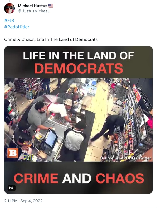 An X (Twitter) post from @HustusMichael - Michael Hustus 🇺🇸