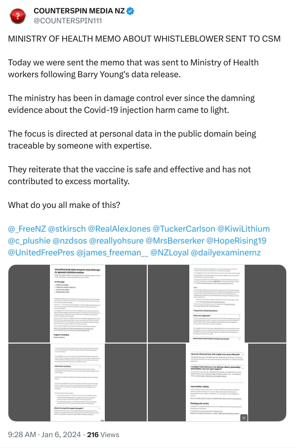 An X (Twitter) post from @COUNTERSPIN111 - COUNTERSPIN MEDIA NZ