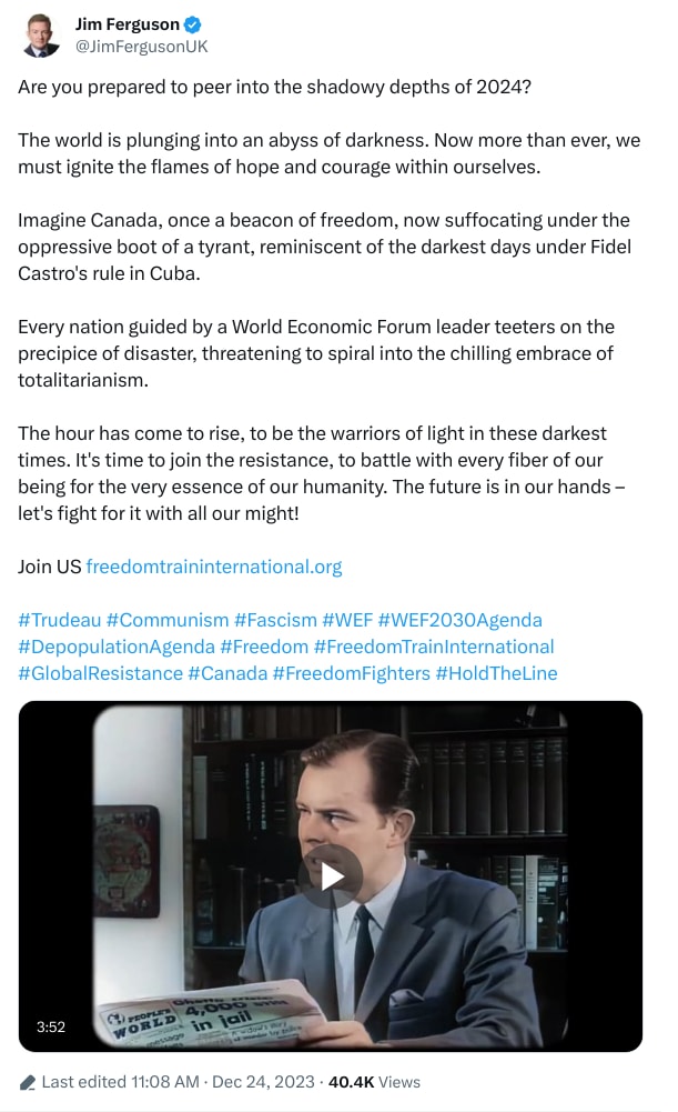 An X (Twitter) post from @JimFergusonUK - Jim Ferguson