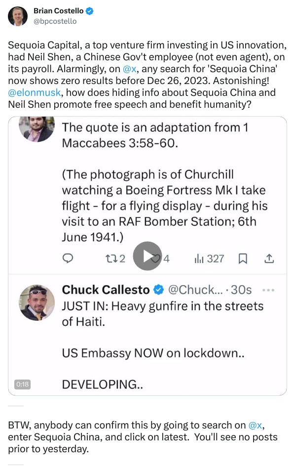 An X (Twitter) post from @bpcostello - Brian Costello