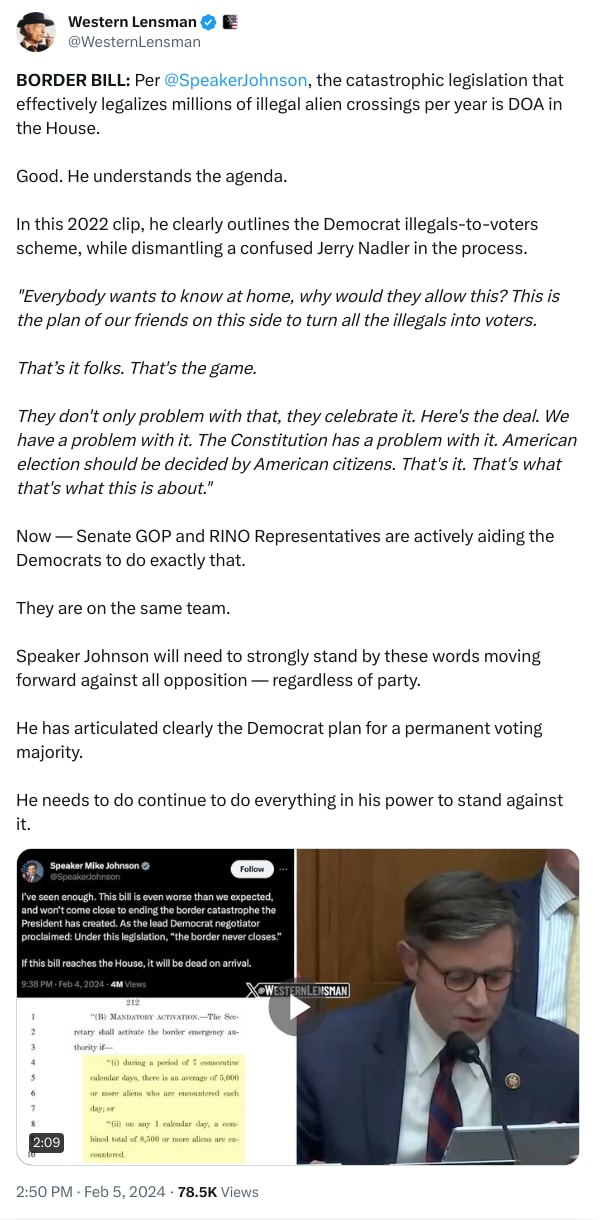 An X (Twitter) post from @WesternLensman - Western Lensman