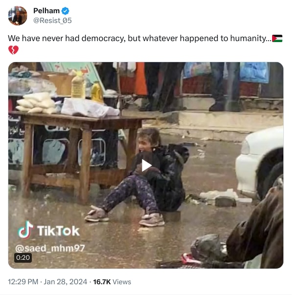 An X (Twitter) post from @Resist_05 - Pelham