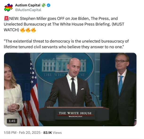 An X (Twitter) post from @AutismCapital - Autism Capital 🧩