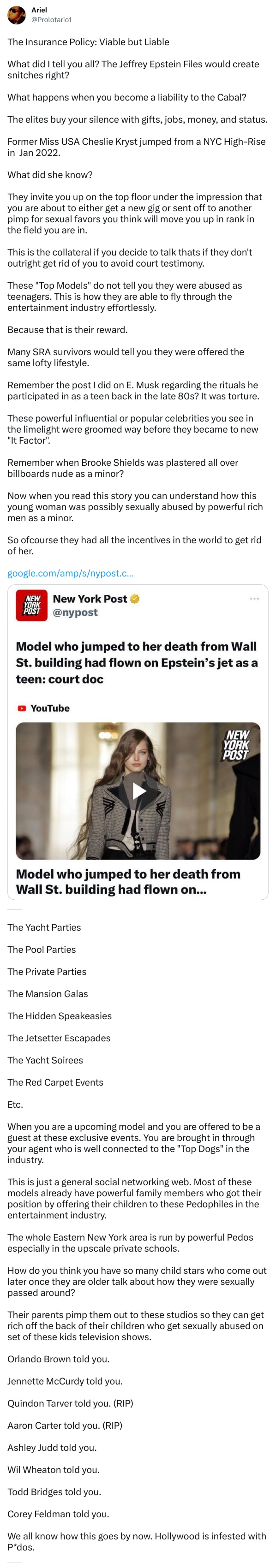 An X (Twitter) post from @Prolotario1 - Ariel