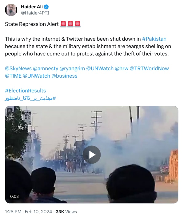 An X (Twitter) post from @Haider4PTI - Haider Ali