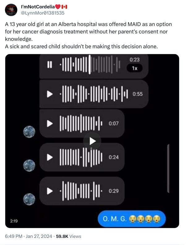 An X (Twitter) post from @LynnMor01381535 - I'mNotCordelia❤🇨🇦