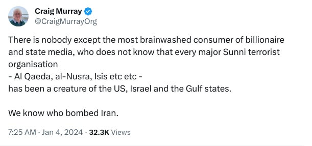 An X (Twitter) post from @CraigMurrayOrg - Craig Murray