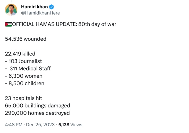 An X (Twitter) post from @HamidkhanHere - Hamid khan