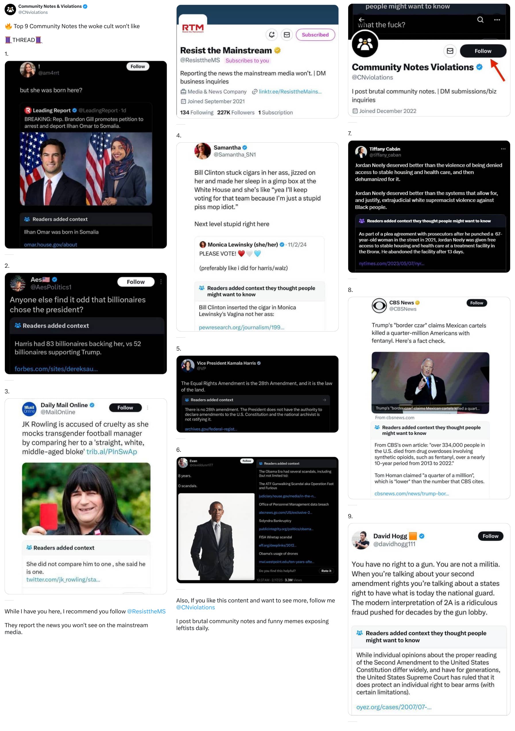 An X (Twitter) post from @CNviolations - Community Notes & Violations