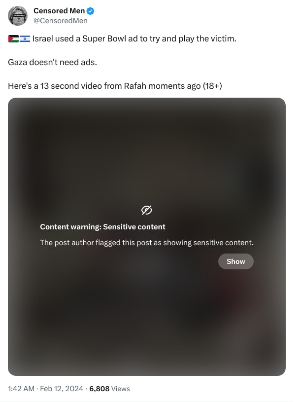 An X (Twitter) post from @CensoredMen - Censored Men