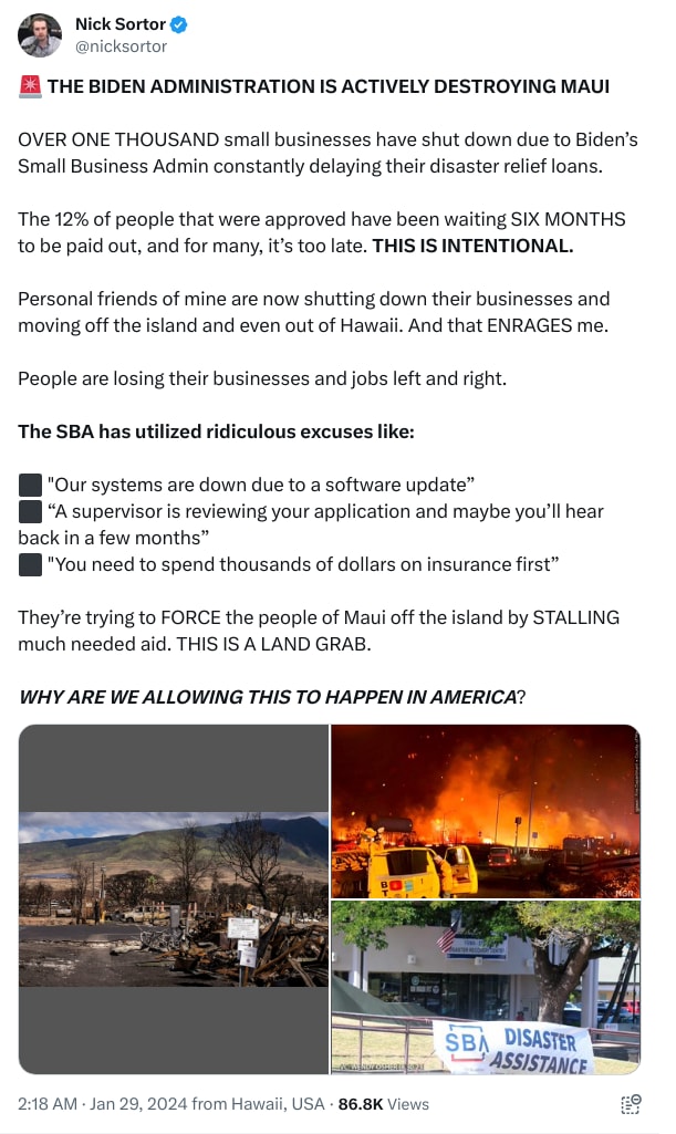 An X (Twitter) post from @nicksortor - Nick Sortor