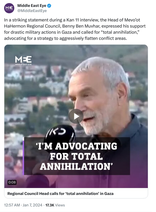 An X (Twitter) post from @MiddleEastEye - Middle East Eye