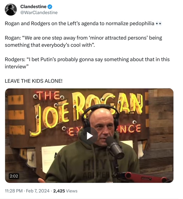 An X (Twitter) post from @WarClandestine - Clandestine