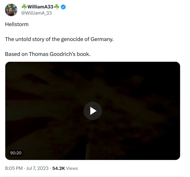 An X (Twitter) post from @WilliamA_33 - ☘️WilliamA33☘️