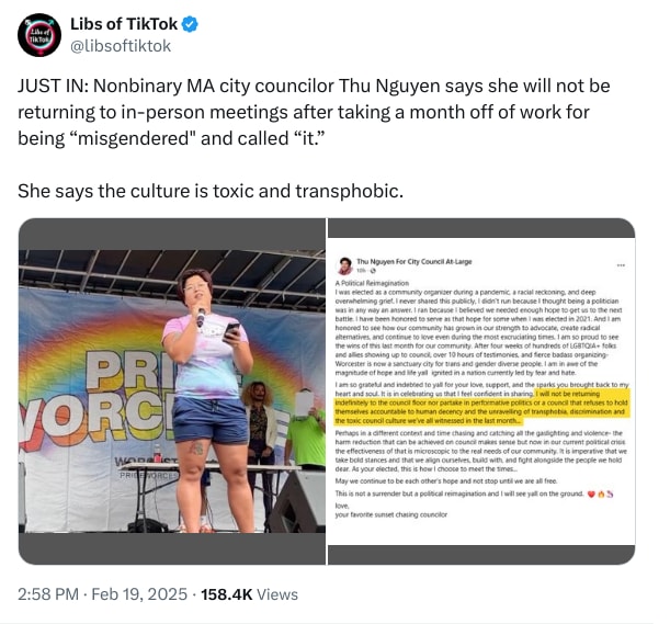 An X (Twitter) post from @libsoftiktok - Libs of TikTok