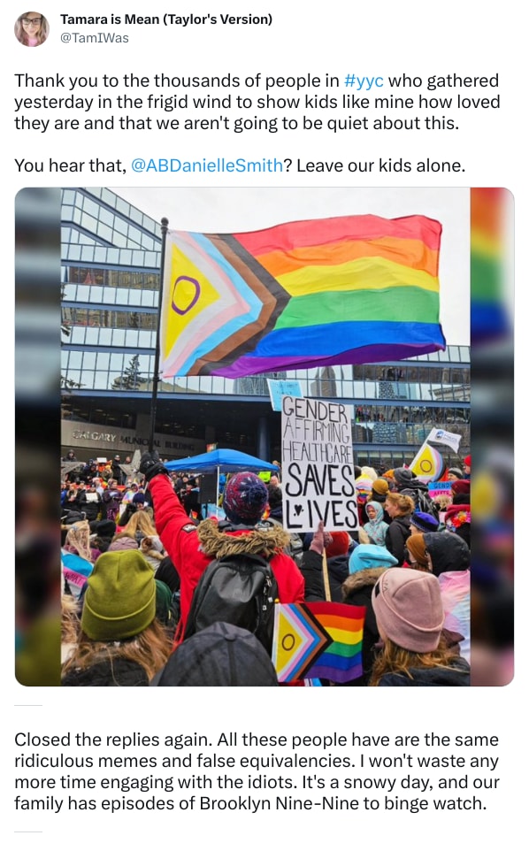 An X (Twitter) post from @TamIWas - Tamara is Mean (Taylor's Version)