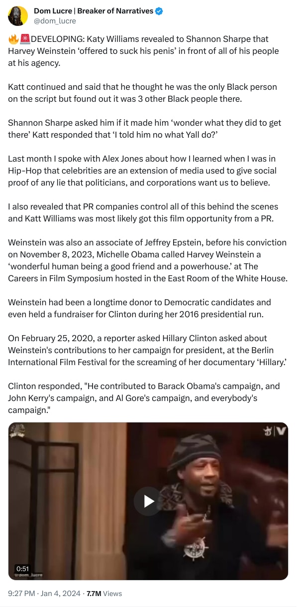 An X (Twitter) post from @dom_lucre - Dom Lucre | Breaker of Narratives