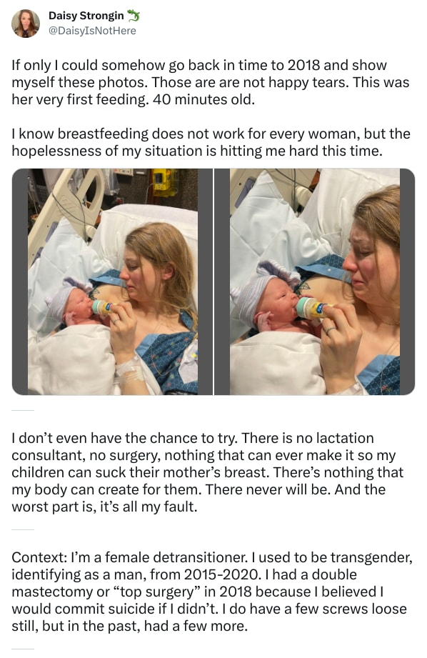 An X (Twitter) post from @DaisyIsNotHere - Daisy Strongin 🦎