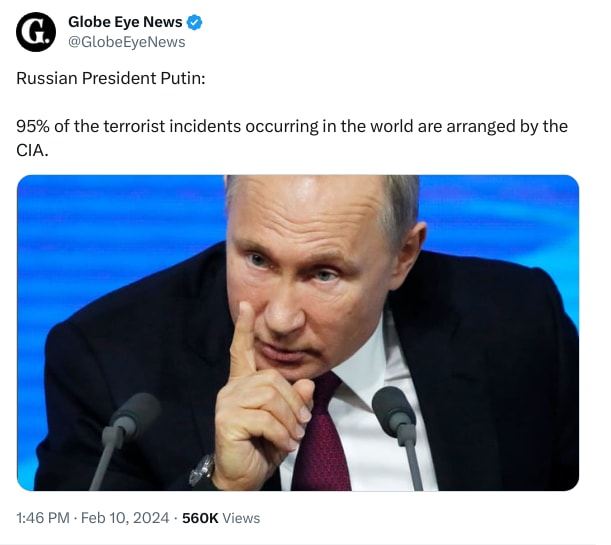 An X (Twitter) post from @GlobeEyeNews - Globe Eye News