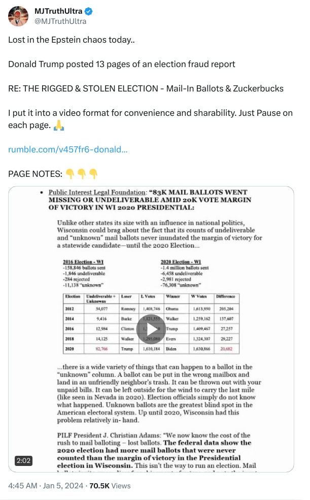 An X (Twitter) post from @MJTruthUltra - MJTruthUltra