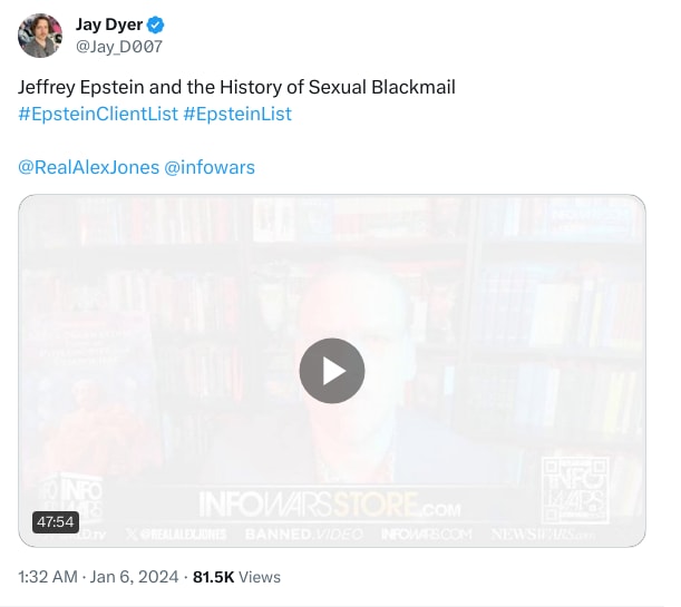 An X (Twitter) post from @Jay_D007 - Jay Dyer