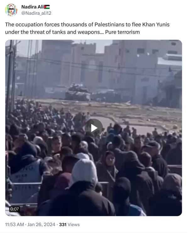 An X (Twitter) post from @Nadira_ali12 - Nadira Ali🇵🇸