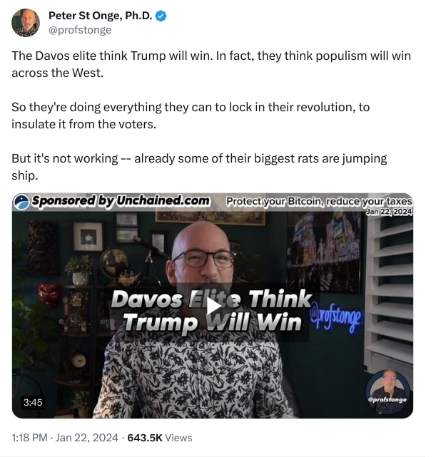 An X (Twitter) post from @profstonge - Peter St Onge, Ph.D.