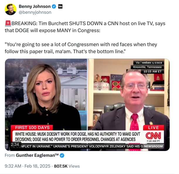 An X (Twitter) post from @bennyjohnson - Benny Johnson