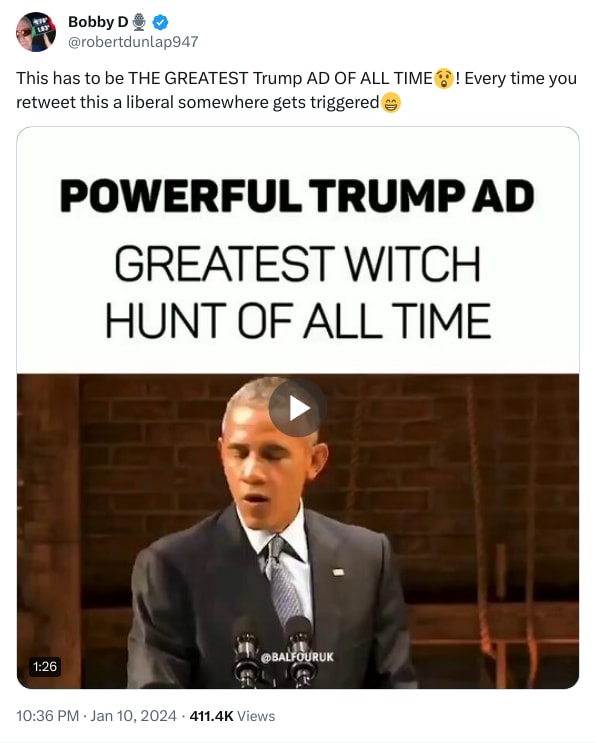 An X (Twitter) post from @robertdunlap947 - Bobby D🎙