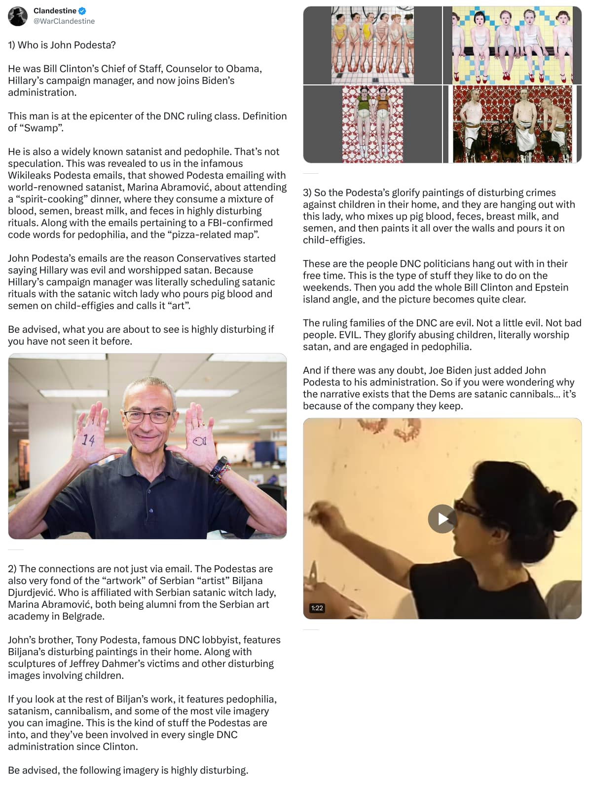 An X (Twitter) post from @WarClandestine - Clandestine