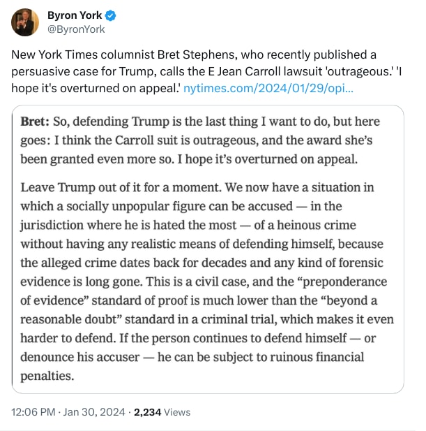 An X (Twitter) post from @ByronYork - Byron York