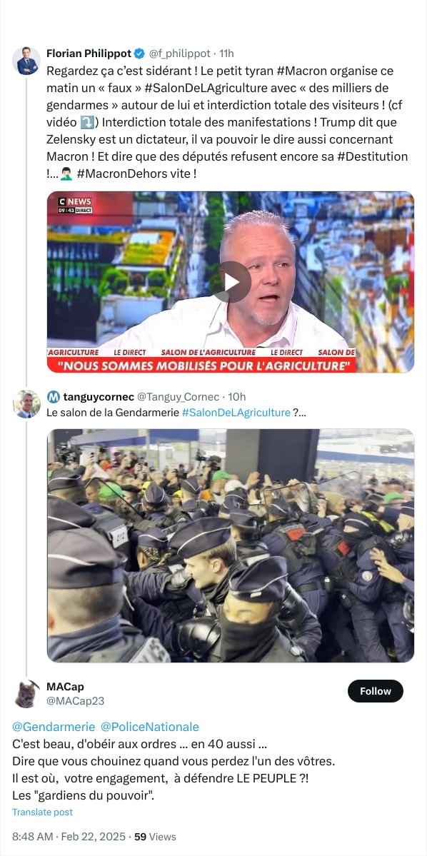 An X (Twitter) post from @f_philippot - <div style=