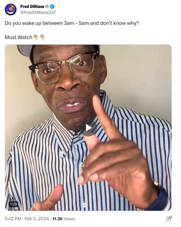 An X (Twitter) post from @FredDiBiase247 - 𝗙𝗿𝗲𝗱 𝗗𝗶𝗕𝗶𝗮𝘀𝗲 ①