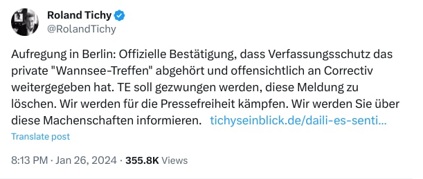 An X (Twitter) post from @RolandTichy - Roland Tichy