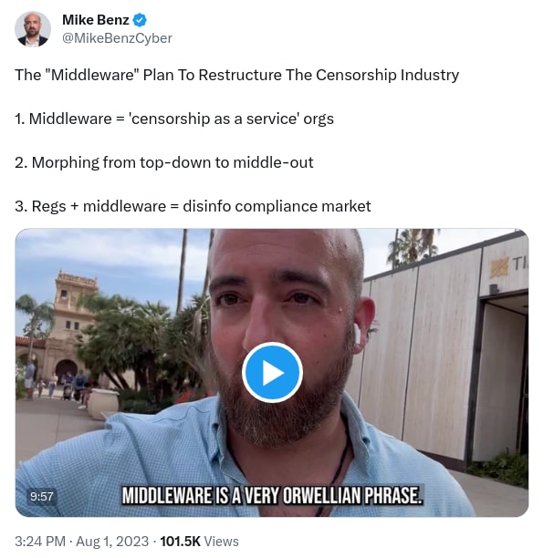 An X (Twitter) post from @MikeBenzCyber - Mike Benz