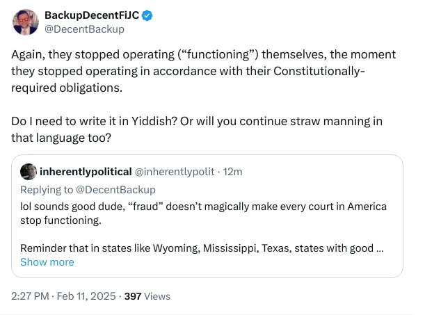 An X (Twitter) post from @DecentBackup - BackupDecentFiJC