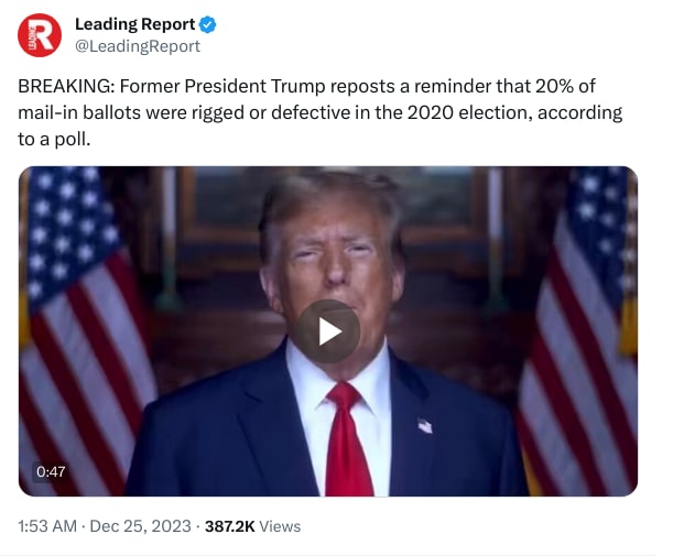An X (Twitter) post from @LeadingReport - Leading Report