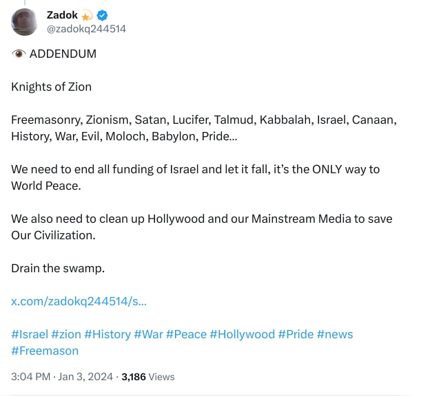 An X (Twitter) post from @zadokq244514 - Zadok 💫