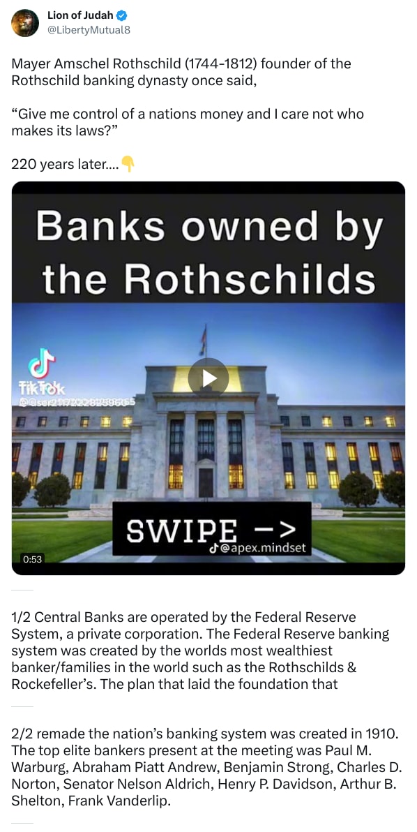 An X (Twitter) post from @LibertyMutual8 - Lion of Judah