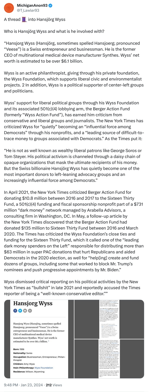 An X (Twitter) post from @T_Lawler93 - MichiganAnon93