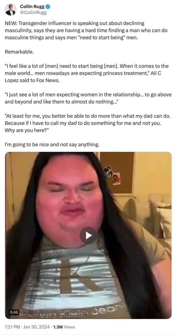 An X (Twitter) post from @CollinRugg - Collin Rugg