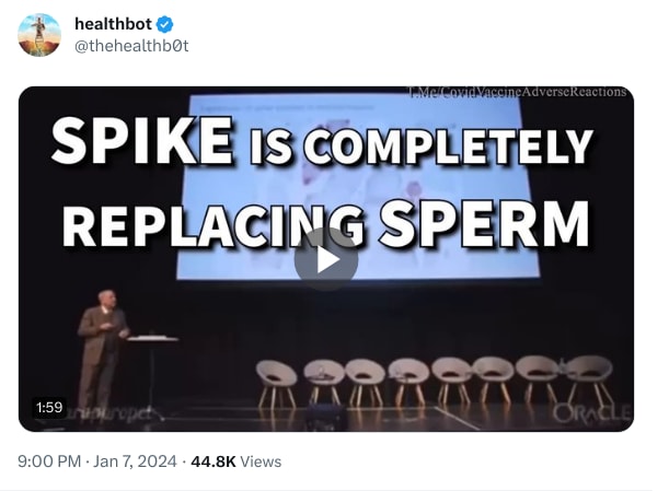 An X (Twitter) post from @thehealthb0t - healthbot