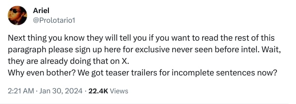 An X (Twitter) post from @Prolotario1 - Ariel