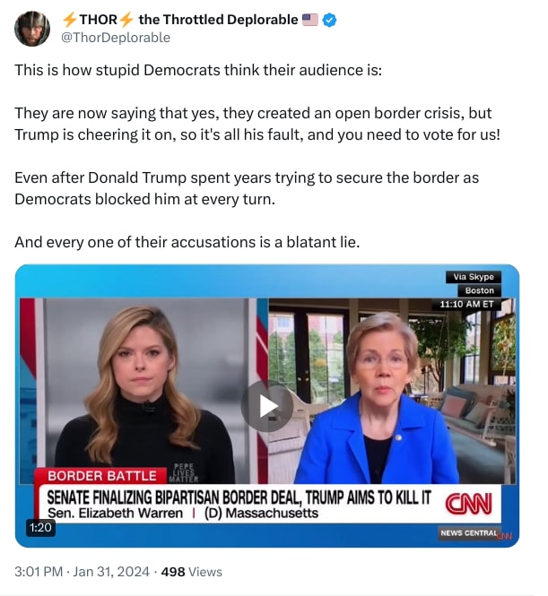 An X (Twitter) post from @ThorDeplorable - ⚡️THOR⚡️ the Throttled Deplorable 🇺🇸