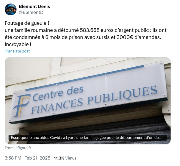 An X (Twitter) post from @BlemontD - Blemont Denis