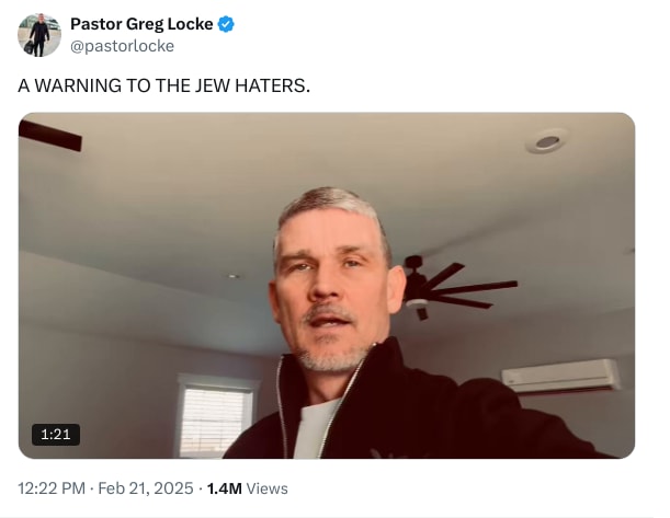 An X (Twitter) post from @pastorlocke - Pastor Greg Locke